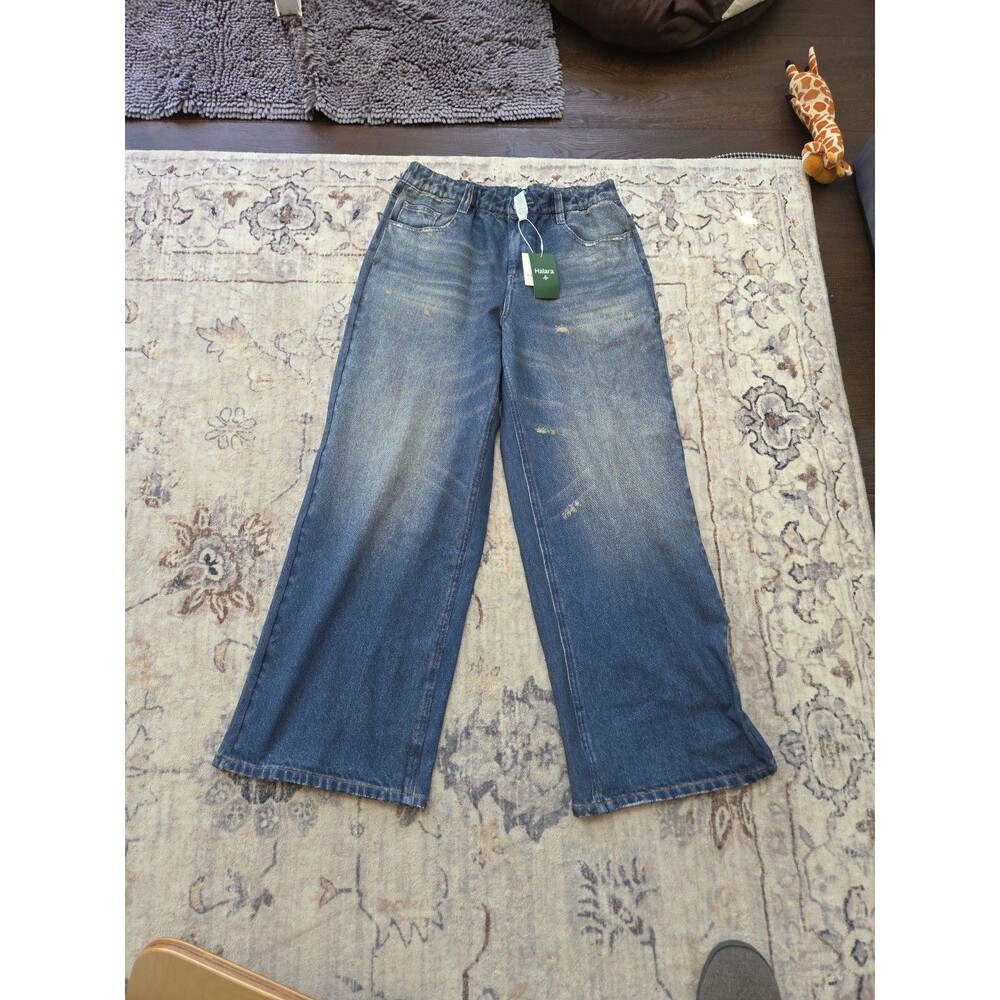 High waisted HALARA Flex baggy wide leg casual stretch jeans leggings Large reg